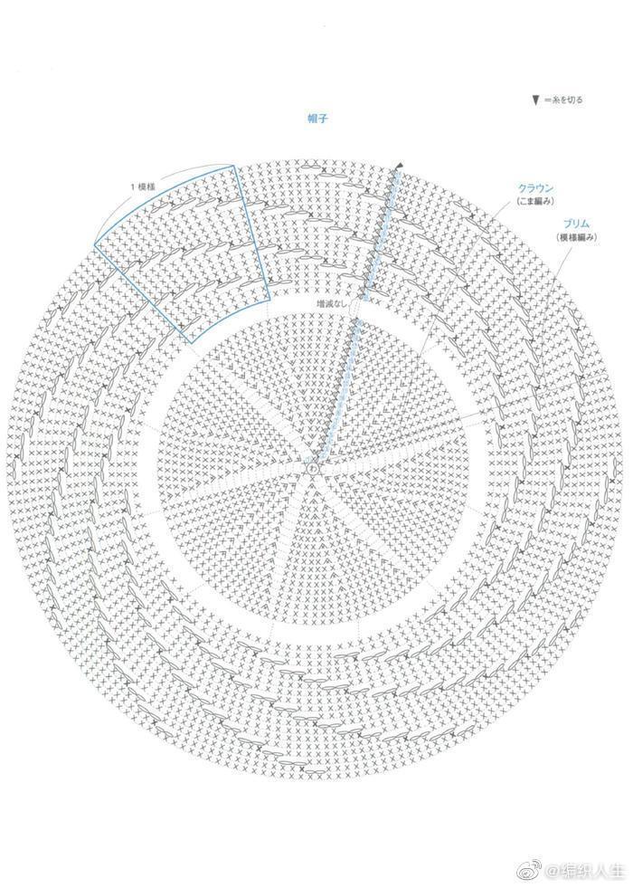两款漂亮帽子钩法图解分别介绍了优雅镂空风格的大檐帽……